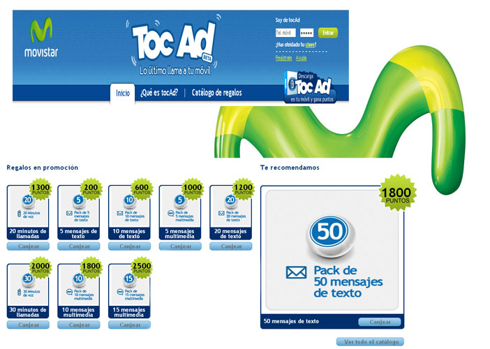 TocAd de MoviStar da regalos a cambio de publicidad.