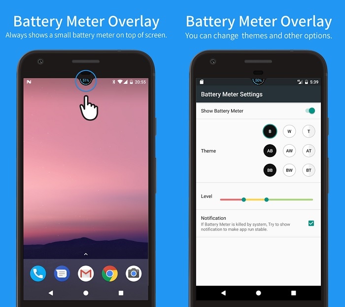 Battery Meter Overlay, una app para mostrar la batería mejor que nunca