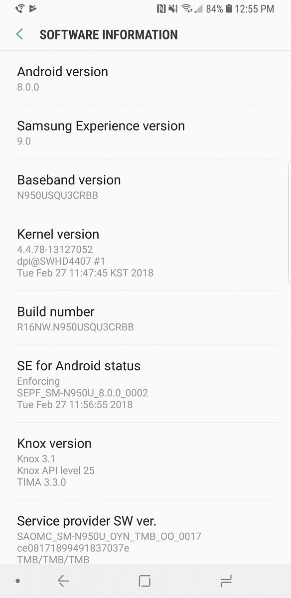 note 8 android oreo