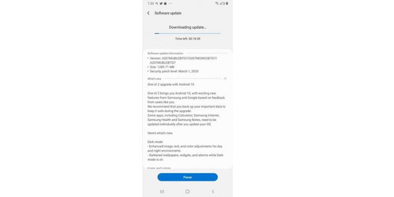 android 10 a20s