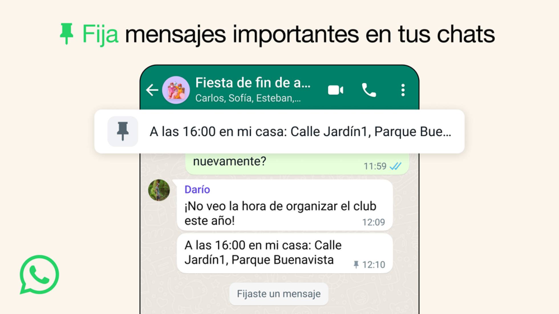 fijar mensajes whatsapp